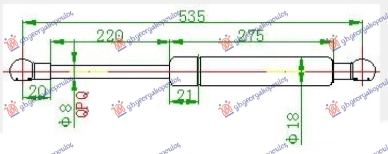 AMORTIZER GEPEK VRATA KARAVAN (534.5L-480N)