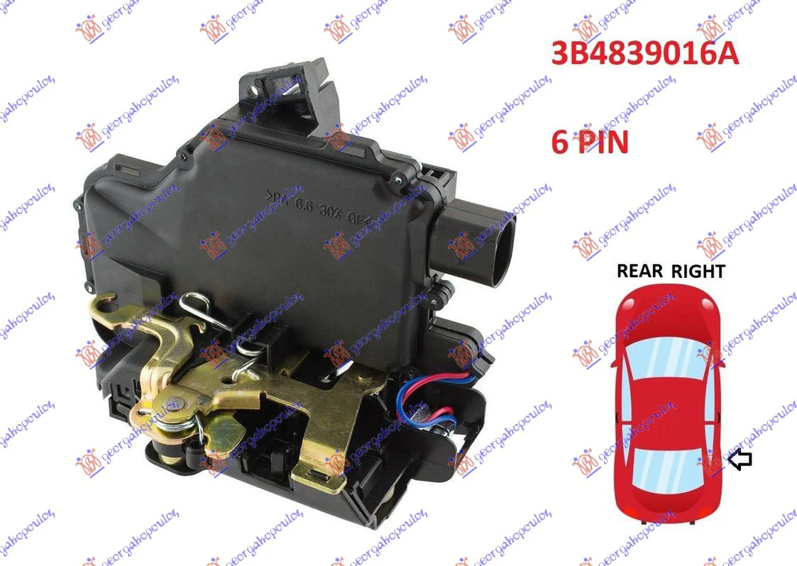 BRAVA ZADNJIH VRATA CENTR. ZAKLJ. 6PIN