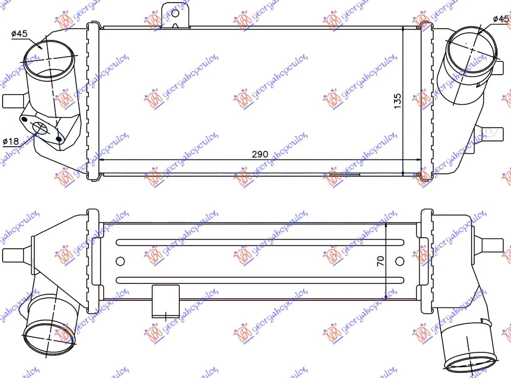 HLAD INTERC. 1.4-1.6 CRDi (300x135x70)