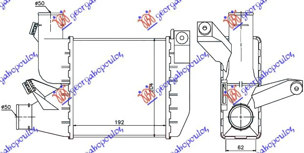 HLAD INTERCOOLER 2.5 TD (192x204x62)