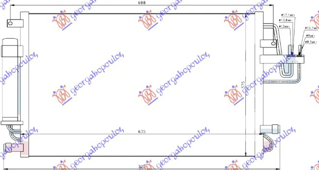 HLADNJAK KLIME BENZIN-DIZEL (580x370x16)