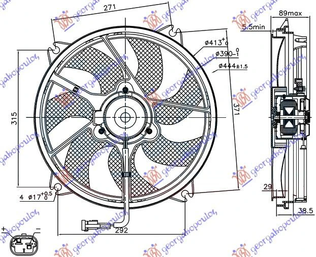 VENTILATOR KOMPLET BENZIN-DIZEL (38cm)