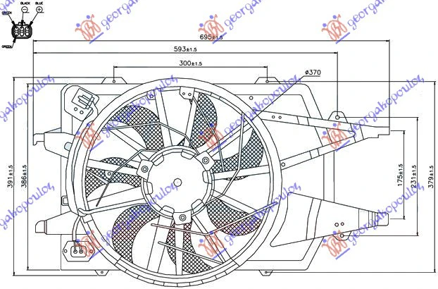 VENTILATOR KOMPLET JEDAN +A/C (4 KABLA)